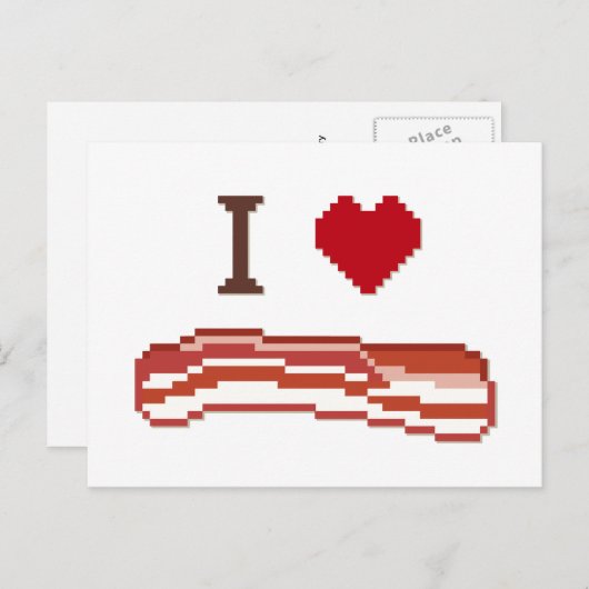 Carte Postale I Love Bacon (Devant / Derrière)