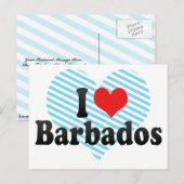 Carte Postale I Love Barbados (Devant / Derrière)