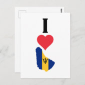 Carte Postale I Love Barbados Vertical I Heart Country Drapeau C (Devant / Derrière)