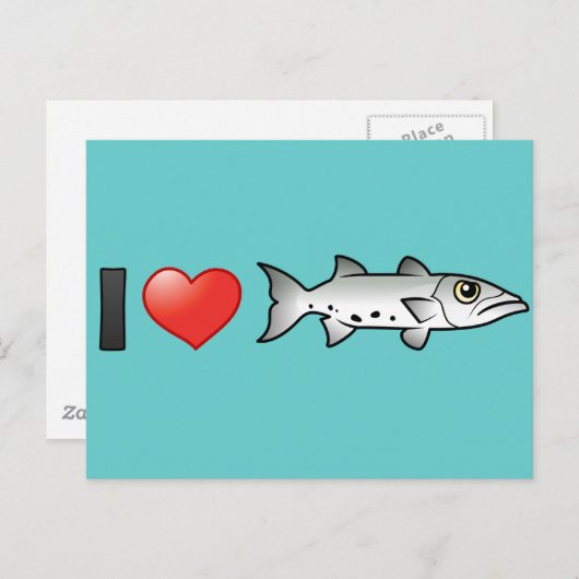 Carte Postale I Love Barracuda (Devant / Derrière)