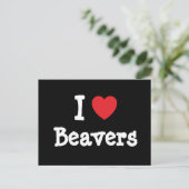 Carte Postale I love Beavers coeur personnalisé (Debout devant)