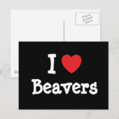 Carte Postale I love Beavers coeur personnalisé (Devant / Derrière)