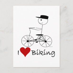 Carte Postale I Love Biking Cadeaux et Vêtements