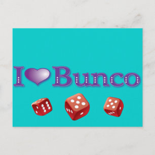 Carte Postale I Love Bunco avec Red Dice