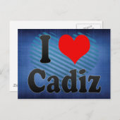 Carte Postale I Love Cadiz, Espagne (Devant / Derrière)