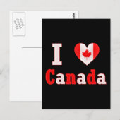 Carte Postale I Love Canada Maple Leaf Heart (Devant / Derrière)