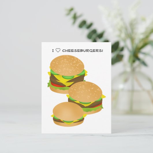 Carte Postale I Love Cheeseburgers (Debout devant)