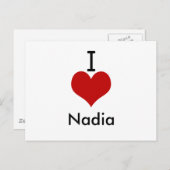 Carte Postale I Love (coeur) Nadia (Devant / Derrière)
