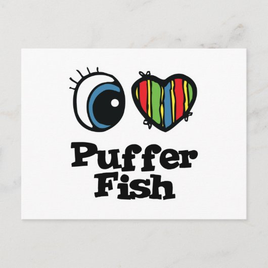 Carte Postale I Love (Coeur) Puffer Fish (Devant)