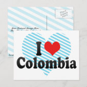 Carte Postale I Love Colombia (Devant / Derrière)