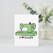 Carte Postale I Love Craft - Kawaii Machine à coudre (Debout devant)