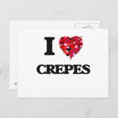 Carte Postale I Love Crepes conception alimentaire (Devant / Derrière)