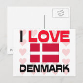 Carte Postale I Love Danemark (Devant / Derrière)