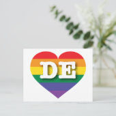 Carte Postale I Love Delaware Rainbow Heart (Debout devant)