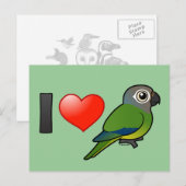 Carte Postale I Love Dusky-head Conures (Devant / Derrière)