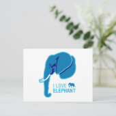 Carte Postale I Love Elephant (Face latérale) (Debout devant)