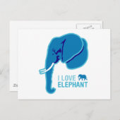 Carte Postale I Love Elephant (Face latérale) (Devant / Derrière)