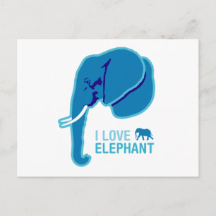 Carte Postale I Love Elephant (Face latérale)