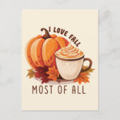Carte Postale I Love Fall Most Of All - Latte & Autumn Vibes (Devant)