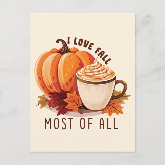 Carte Postale I Love Fall Most Of All - Latte & Autumn Vibes (Devant)
