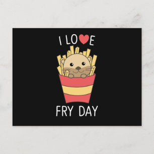 Carte Postale I Love Fry Day Funny Otter French Fries Vendredi