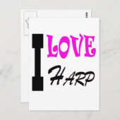Carte Postale I Love Harp (Devant / Derrière)