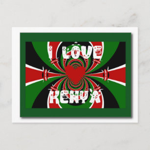Carte Postale I Love Heart Kenya : Dynamic Flag Art