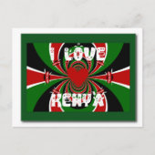 Carte Postale I Love Heart Kenya : Dynamic Flag Art (Devant)