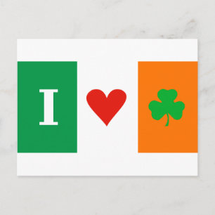 Carte Postale I Love Heart Shamrock Irlande