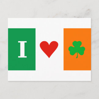 Carte Postale I Love Heart Shamrock Irlande
