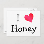 Carte Postale I Love Honey (Devant / Derrière)