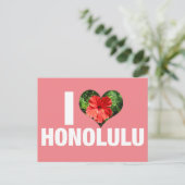 Carte Postale I Love Honolulu Hawaii Hibiscus Flower Vacances (Debout devant)