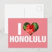 Carte Postale I Love Honolulu Hawaii Hibiscus Flower Vacances (Devant / Derrière)