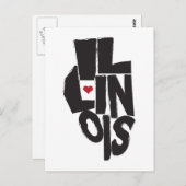 Carte Postale I Love Illinois State Map Art (Devant / Derrière)