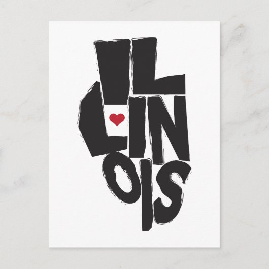 Carte Postale I Love Illinois State Map Art (Devant)
