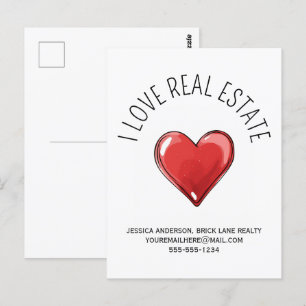 Carte Postale I Love immobilier coeur promotionnel