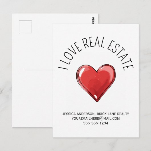 Carte Postale I Love immobilier coeur promotionnel (Devant / Derrière)