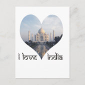 Carte Postale I Love India with Taj Mahal (Devant)