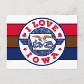 Carte Postale I Love Iowa Retro Stripes State Map and Flag (Devant)