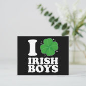 Carte Postale I Love Irish Boys Shamrock Heart St Patrick's Day (Debout devant)