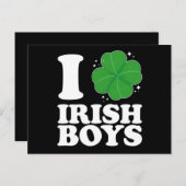 Carte Postale I Love Irish Boys Shamrock Heart St Patrick's Day (Devant / Derrière)