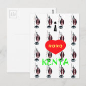 Carte Postale I Love Kenya Massai Art Print (Devant / Derrière)