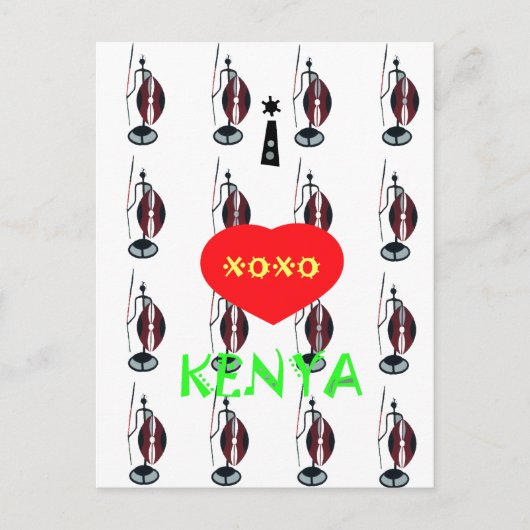 Carte Postale I Love Kenya Massai Art Print (Devant)