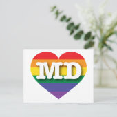 Carte Postale I Love Maryland Rainbow Heart (Debout devant)