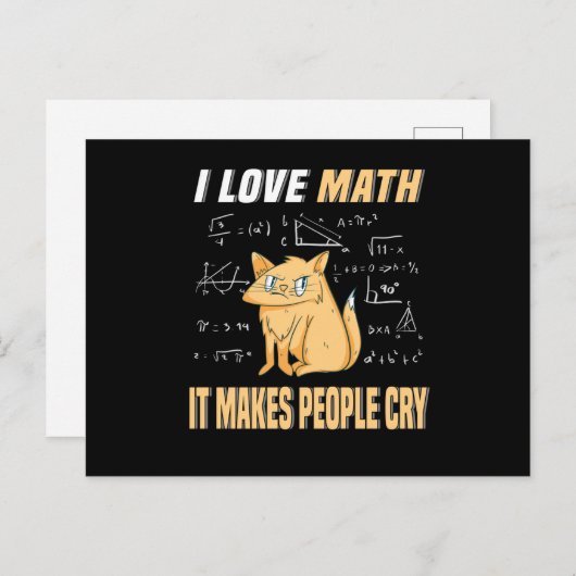 Carte Postale I Love Math Chat Kitten Mathegenie Enseignant Math (Devant / Derrière)