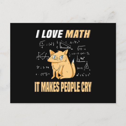 Carte Postale I Love Math Chat Kitten Mathegenie Enseignant Math (Devant)
