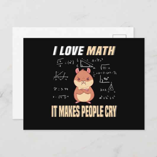 Carte Postale I Love Math Hamster Rodent Math Genius Math (Devant / Derrière)