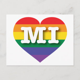 Carte Postale I Love Michigan Rainbow Heart