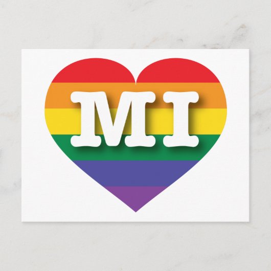 Carte Postale I Love Michigan Rainbow Heart (Devant)