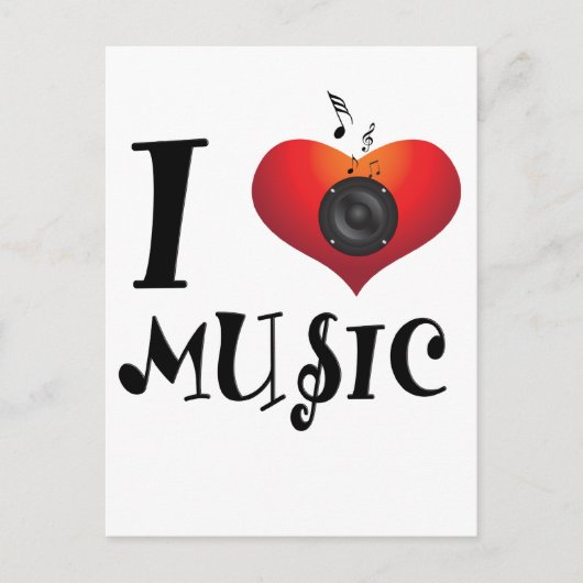 Carte Postale I Love Music (Devant)